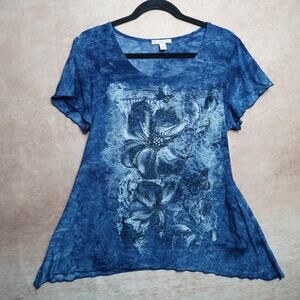 Established 1962 Blue Floral Butterfly Top XL